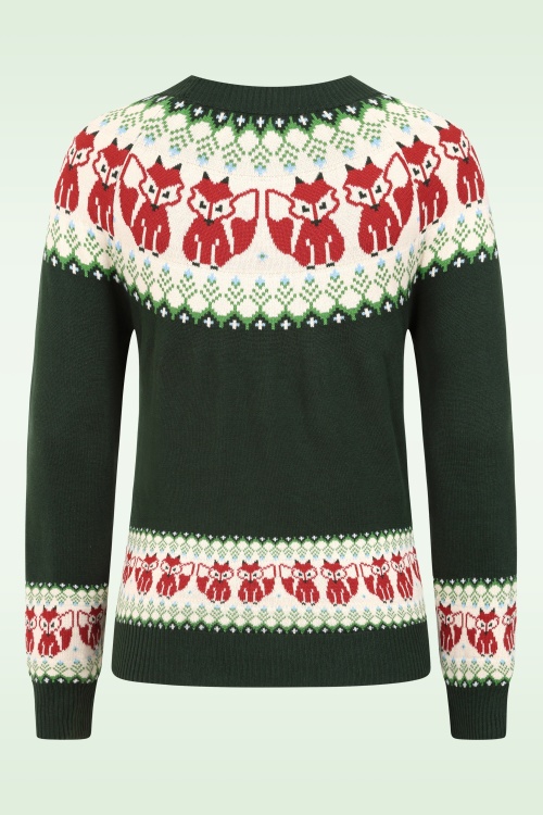 Pretty Vacant - Fox Fairisle gebreide trui in donkergroen 3