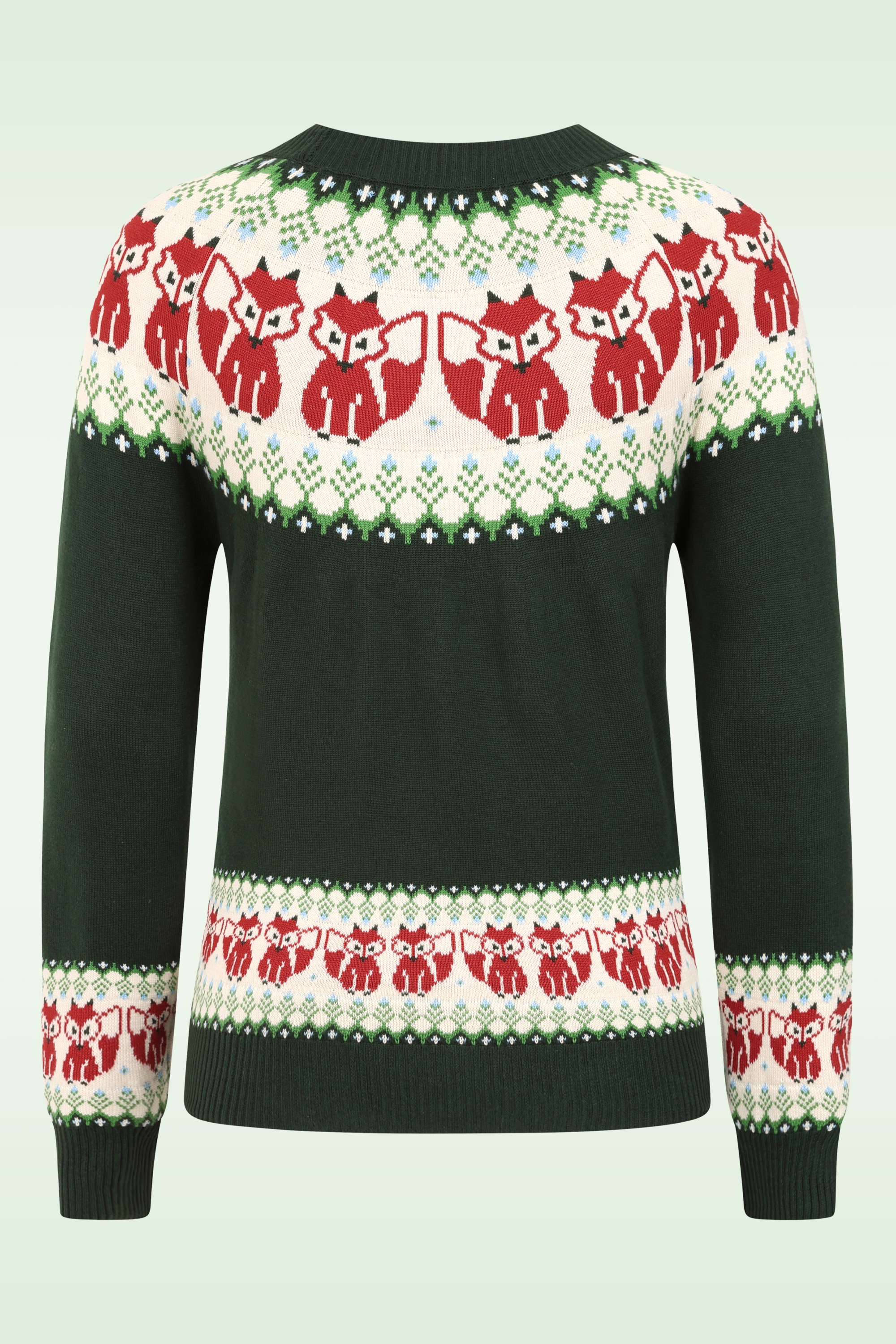 Pretty Vacant - Fox Fairisle gebreide trui in donkergroen 3