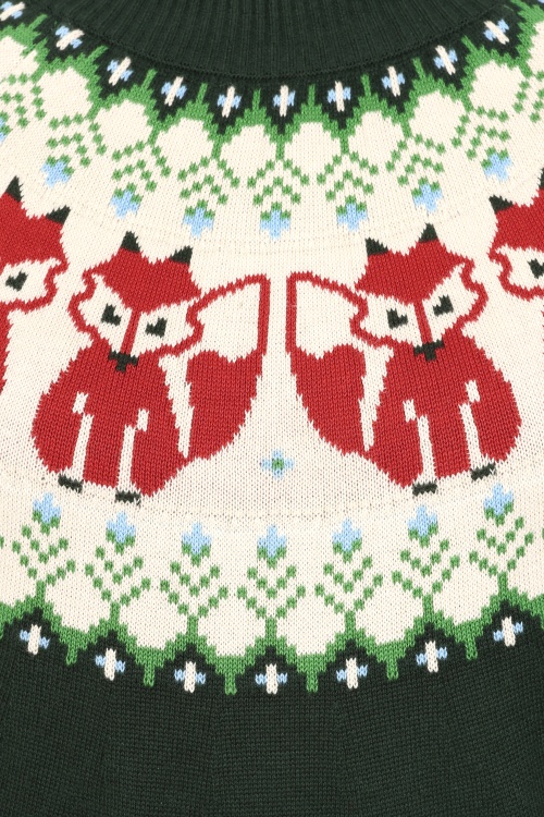Pretty Vacant - Fox Fairisle gebreide trui in donkergroen 2