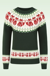 Pretty Vacant - Fox Fairisle gebreide trui in donkergroen