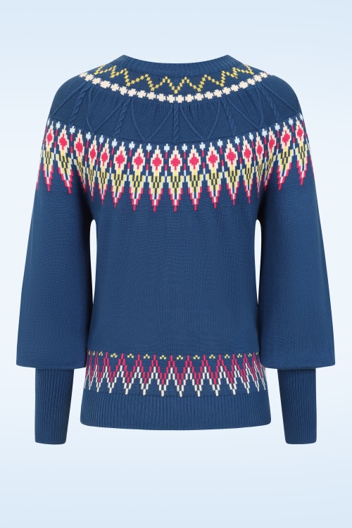 Pretty Vacant - Oslo Fairisle gebreide trui in blauw 3