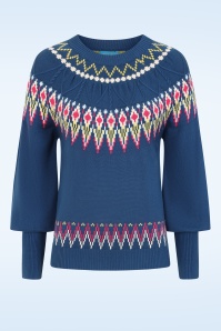 Pretty Vacant - Oslo Fairisle gebreide trui in blauw