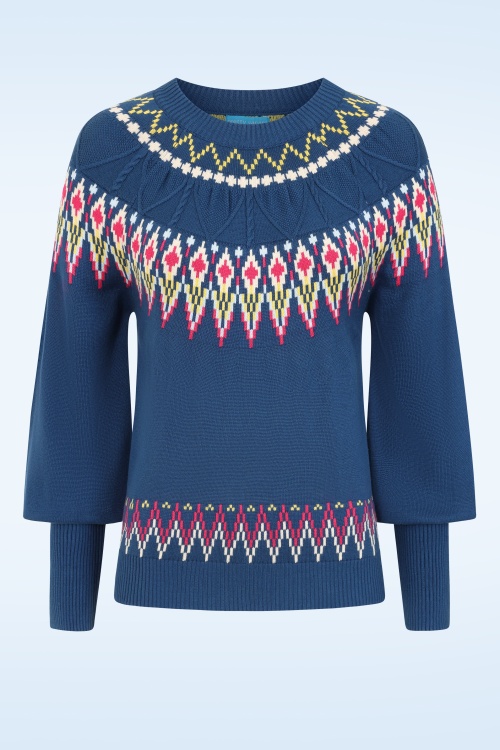 Pretty Vacant - Oslo Fairisle gebreide trui in blauw