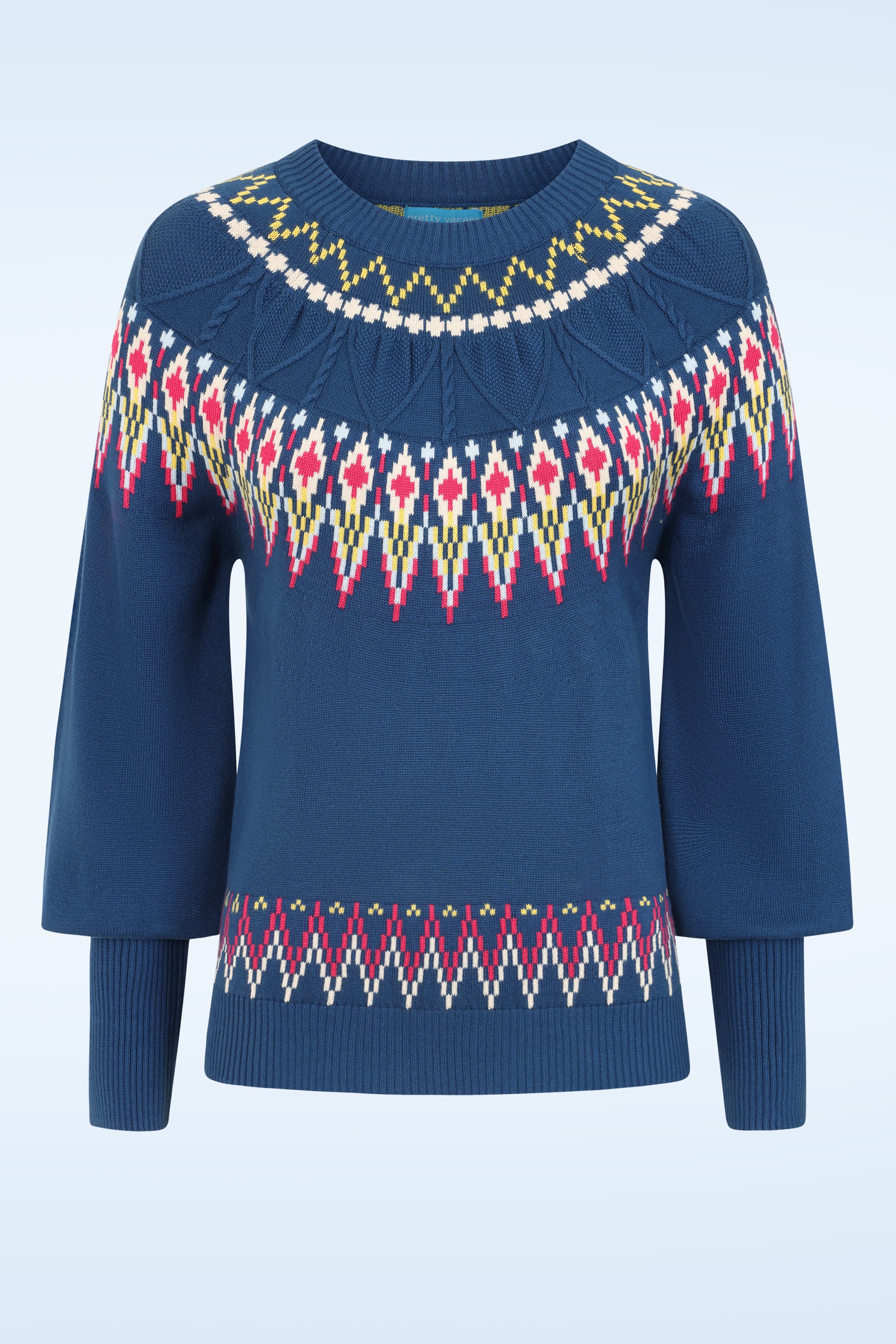 Pretty Vacant - Oslo Fairisle gebreide trui in blauw