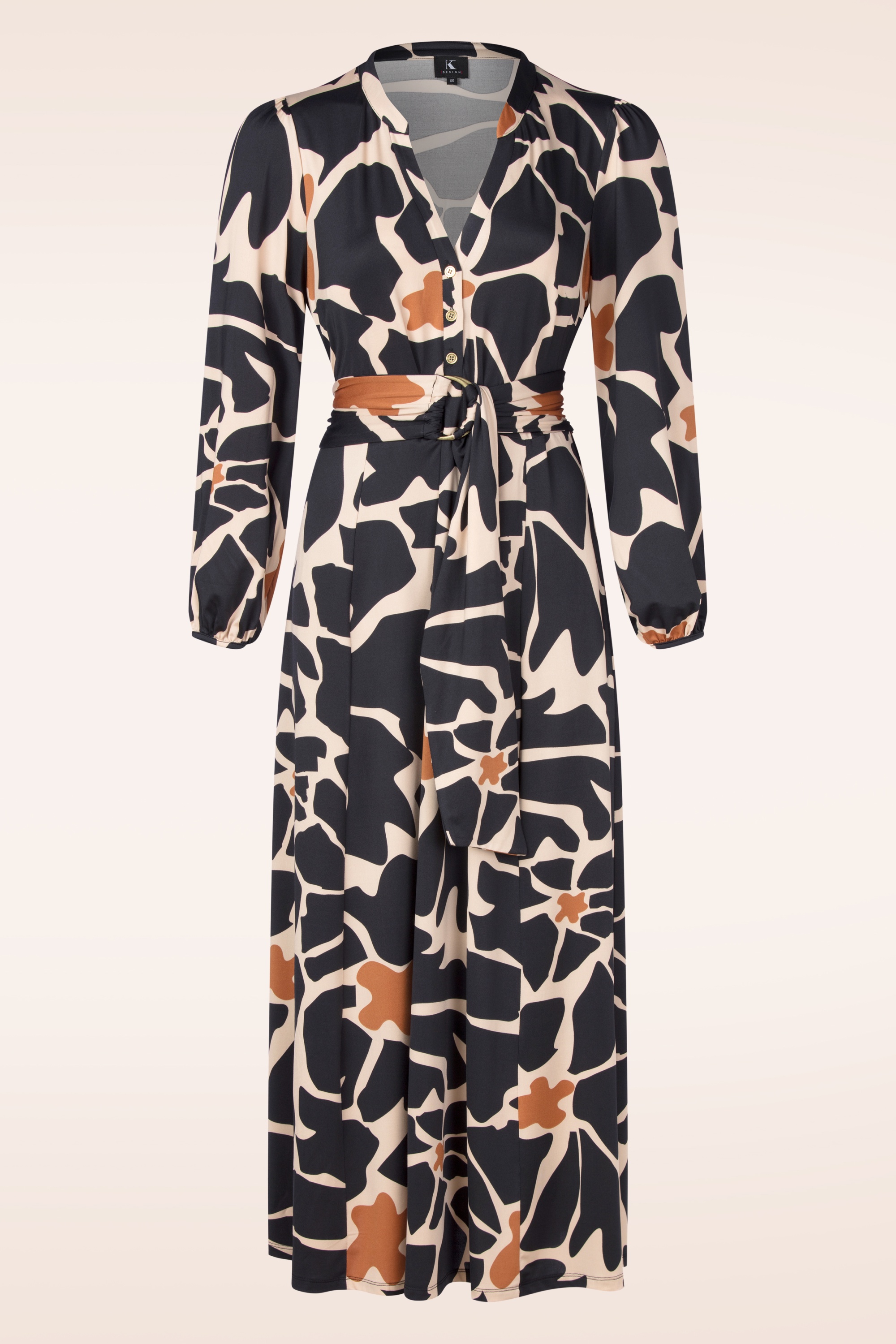 K-Design - Jamie maxi jurk in latte en donker navy