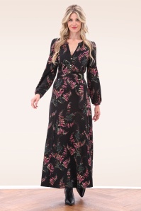 K-Design - Jamie maxi jurk in zwart en multi