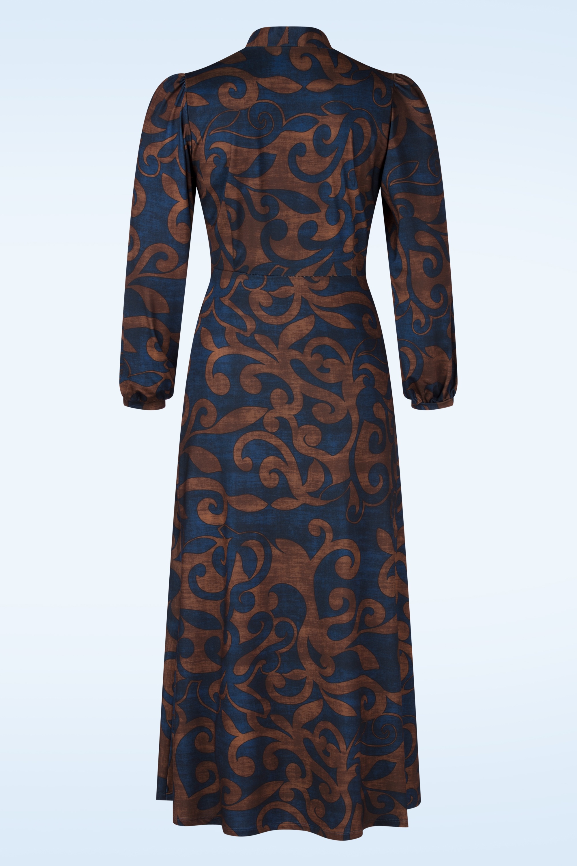 K-Design - Aurora Knotted maxi jurk in donkerblauw en bruin 3