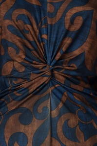 K-Design - Aurora Knotted maxi jurk in donkerblauw en bruin 2