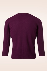 Banned Retro - Cat Scallop Collar cardigan in aubergine 4