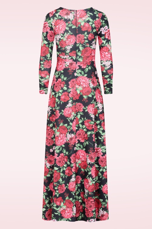 Vintage Chic for Topvintage - Topvintage exclusive ~ Everlee floral maxi jurk in zwart en multi 3