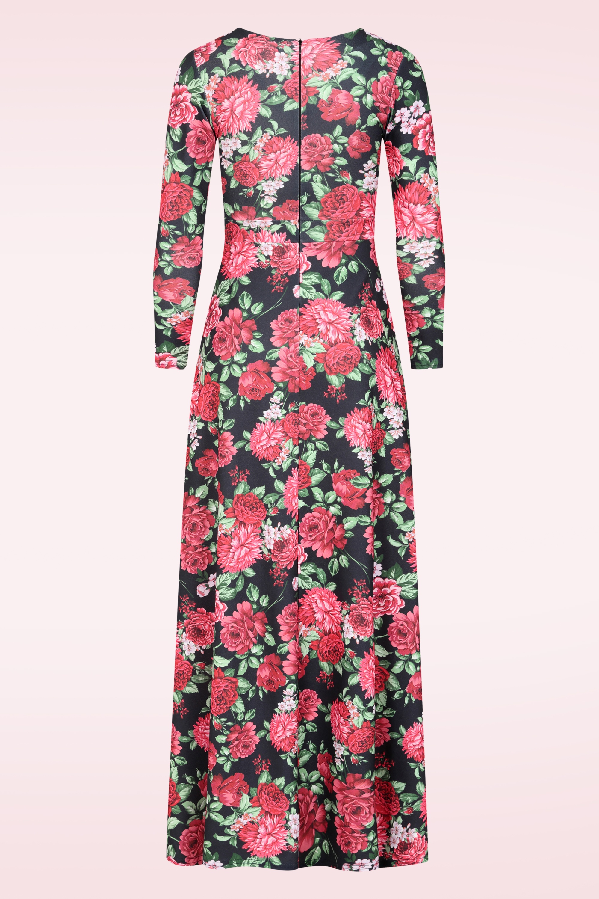 Vintage Chic for Topvintage - Topvintage exclusive ~ Everlee floral maxi jurk in zwart en multi 3