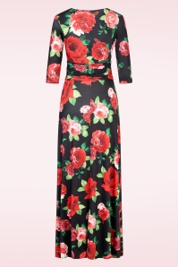 Vintage Chic for Topvintage - Topvintage exclusive ~ Vivian Rose maxi jurk in zwart en rood 4