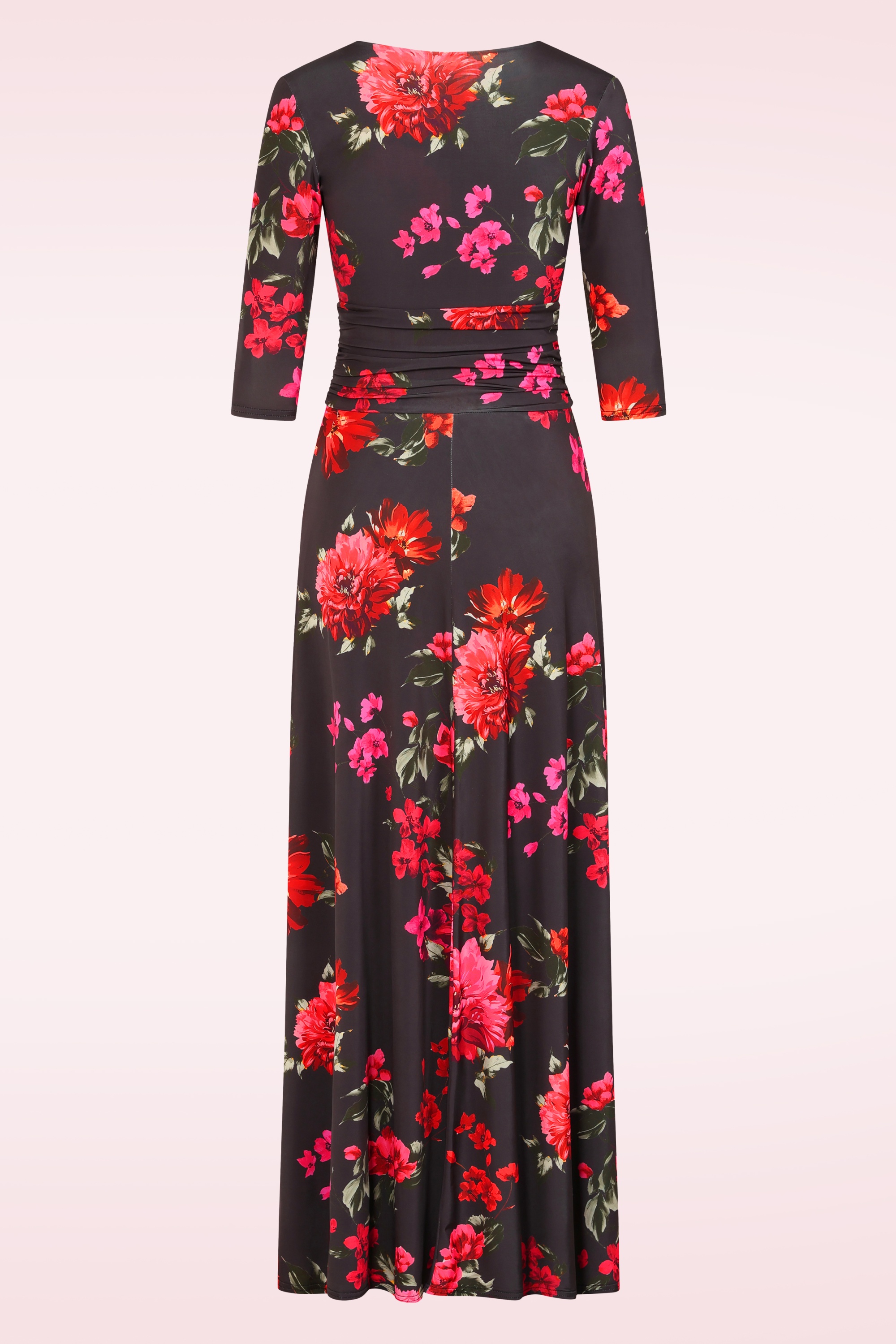 Vintage Chic for Topvintage - Topvintage exclusive ~ Vivian Floral maxi jurk in zwart en multi 3