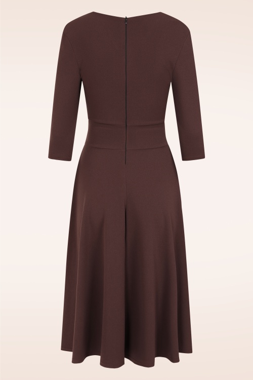 Vintage Chic for Topvintage - Topvintage exclusive ~ Caroline swing jurk in chocoladebruin 3