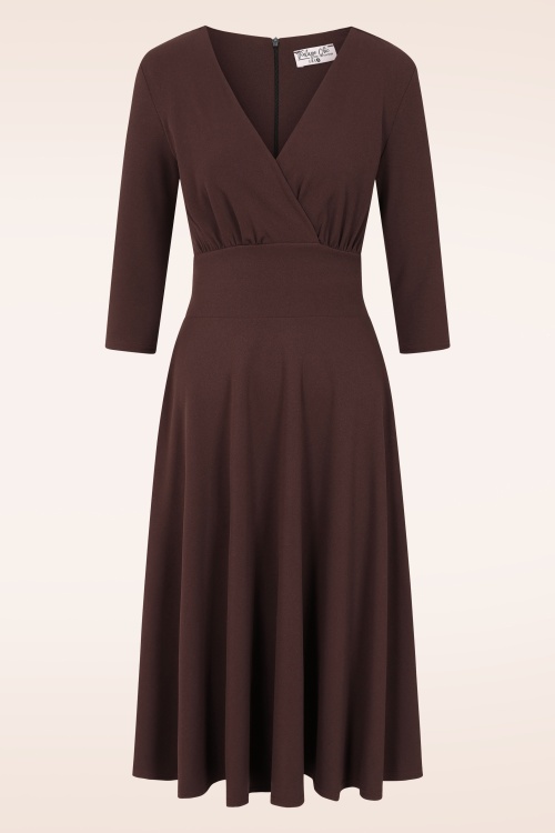 Vintage Chic for Topvintage - Topvintage exclusive ~ Caroline swing jurk in chocoladebruin