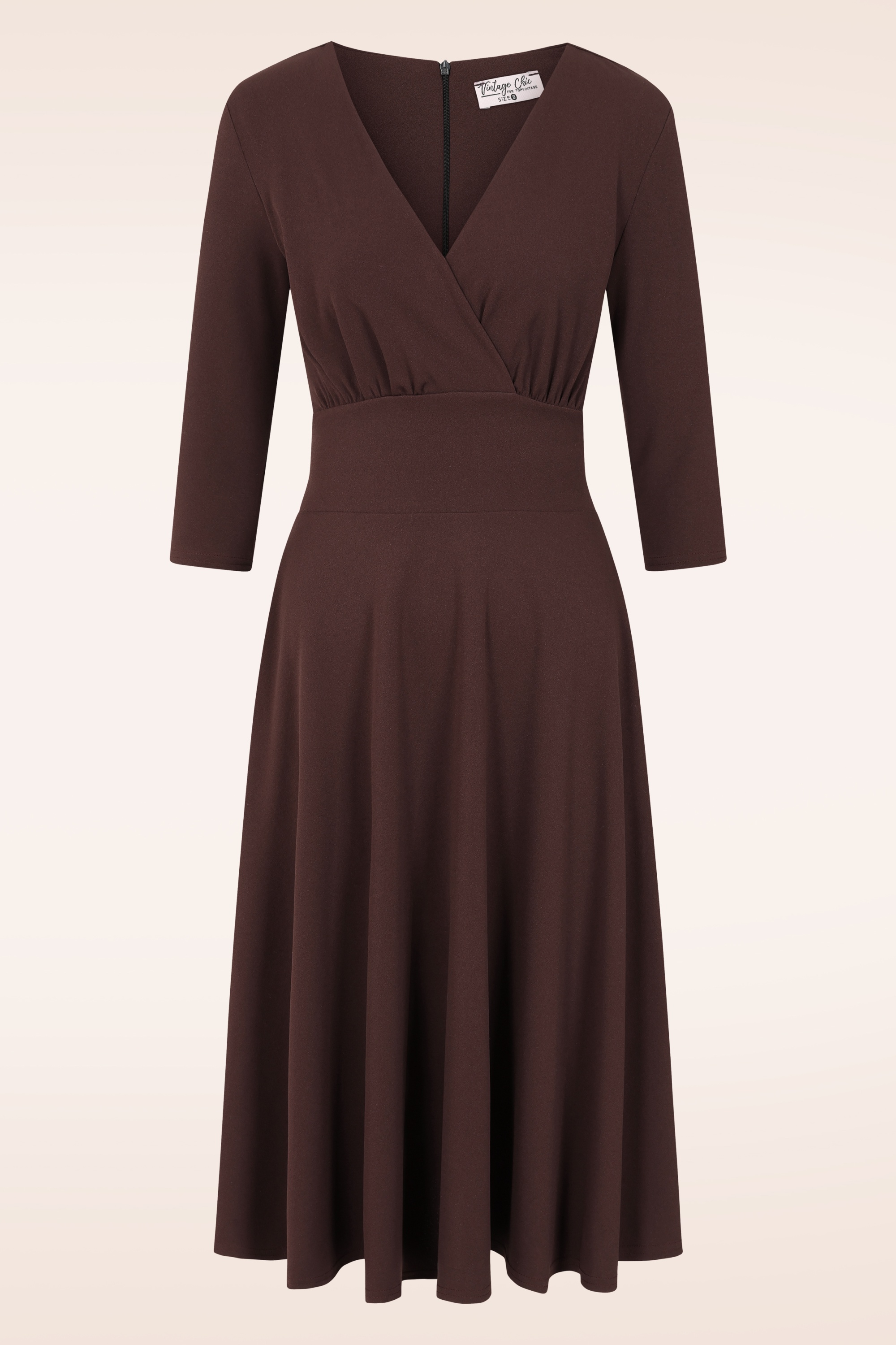 Vintage Chic for Topvintage - Topvintage exclusive ~ Caroline swing jurk in chocoladebruin