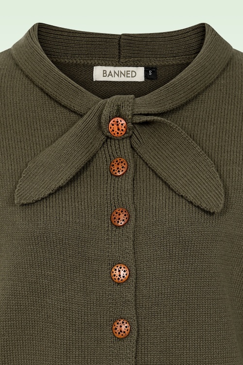 Banned Retro - Pia Tie vest in Legergroen 3