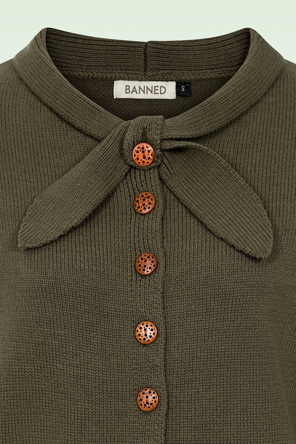 Banned Retro - Pia Tie vest in Legergroen 3