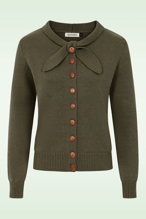 Banned Retro - Pia Tie vest in Legergroen 2