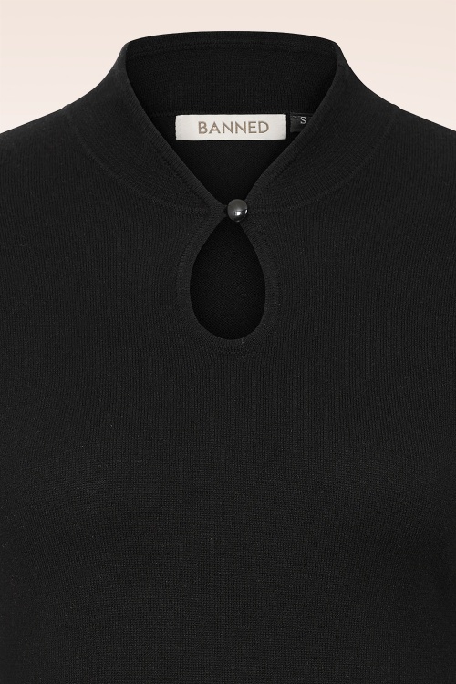 Banned Retro - Tear Drop gebreide top in zwart 2