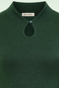 Banned Retro - Tear Drop gebreide top in flessengroen 2