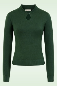 Banned Retro - Tear Drop gebreide top in flessengroen