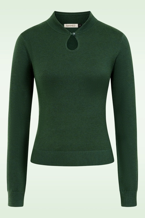 Banned Retro - Tear Drop gebreide top in crème