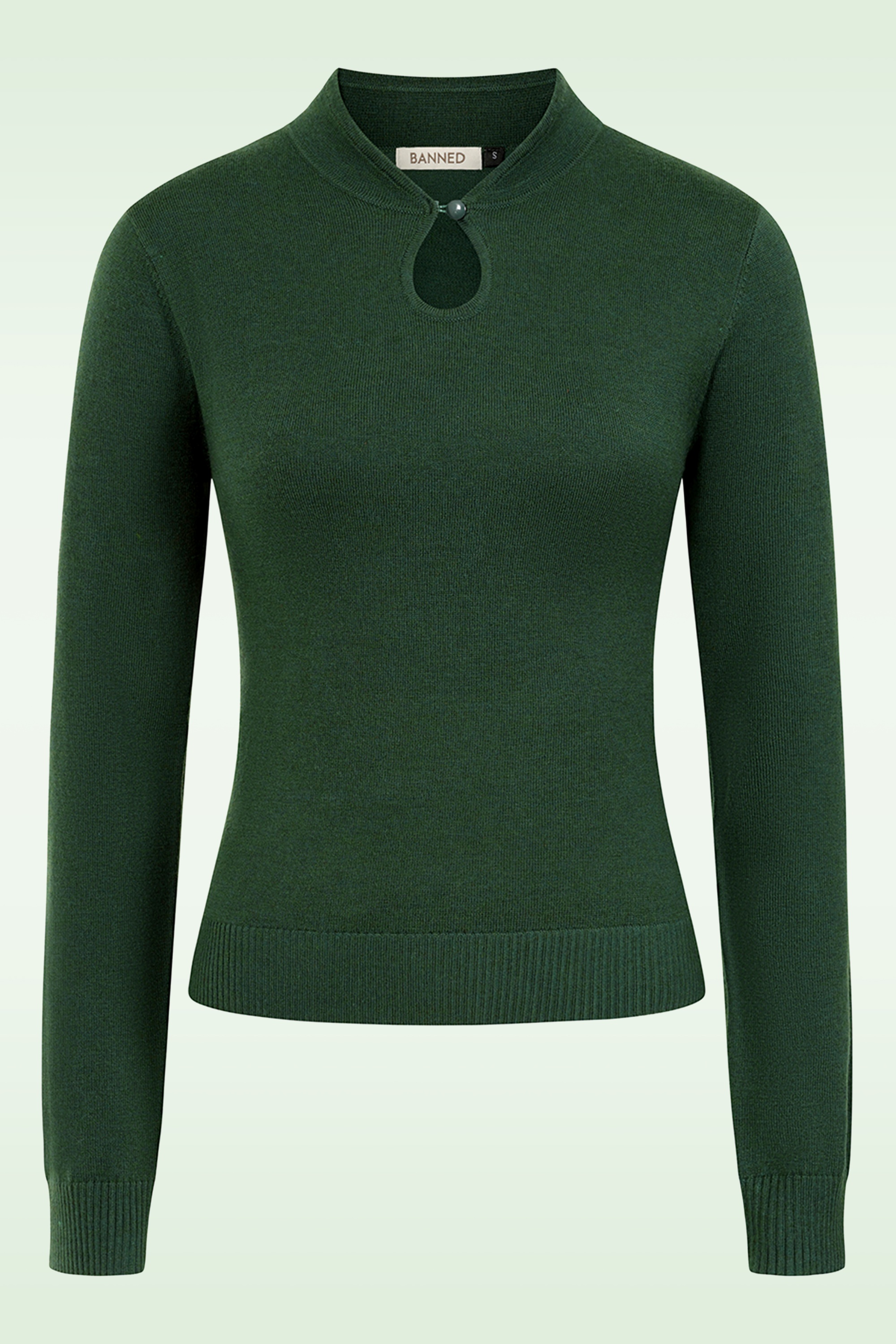 Banned Retro - Tear Drop gebreide top in flessengroen