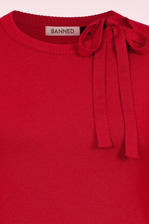 Banned Retro - Kia gebreide top in lippenstiftrood 2