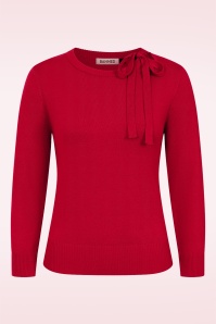 Banned Retro - Kia gebreide top in lippenstiftrood