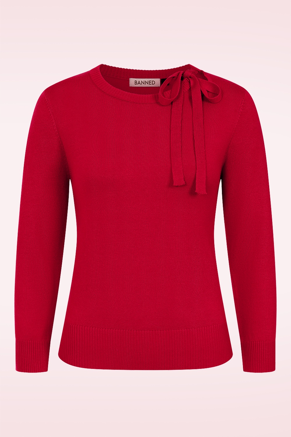 Banned Retro - Kia gebreide top in lippenstiftrood