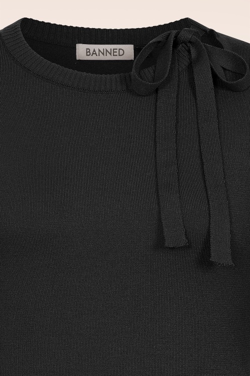 Banned Retro - Kia gebreide top in zwart 2