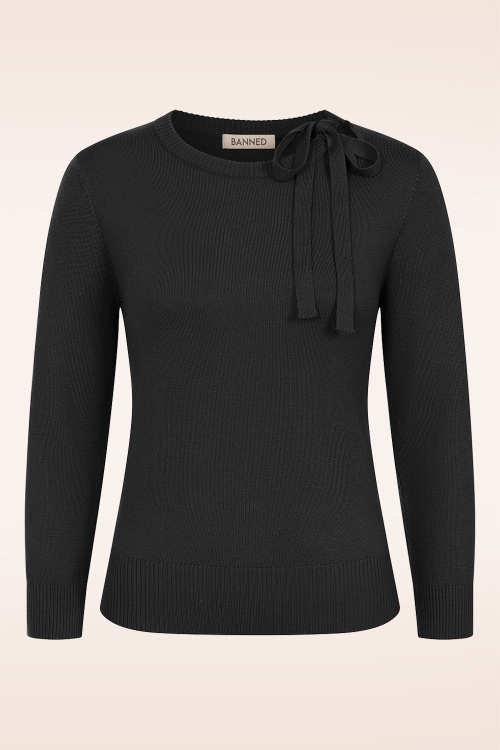 Banned Retro - Kia gebreide top in zwart