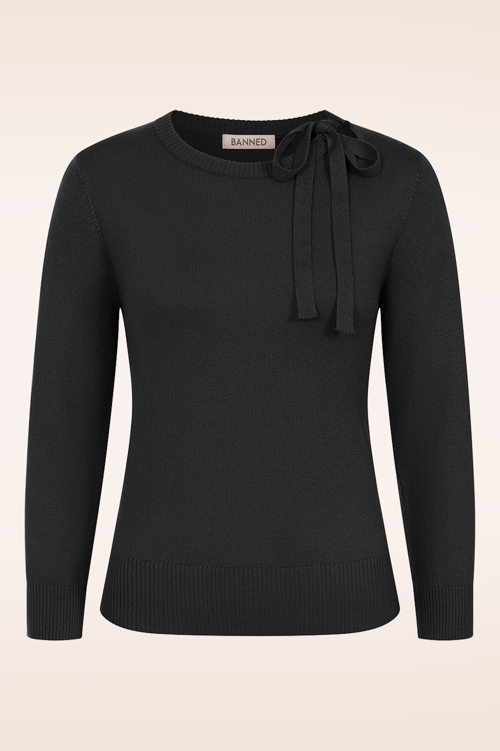 Banned Retro - Kia gebreide top in zwart