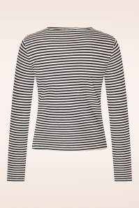 Zilch - Round Neck Two Tone Top in Zwart en Crème 2