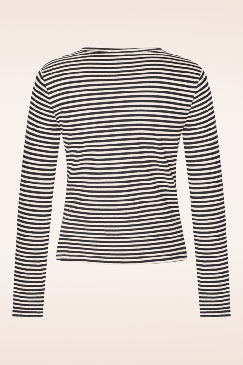 Zilch - Round Neck Two Tone Top in Zwart en Crème 2