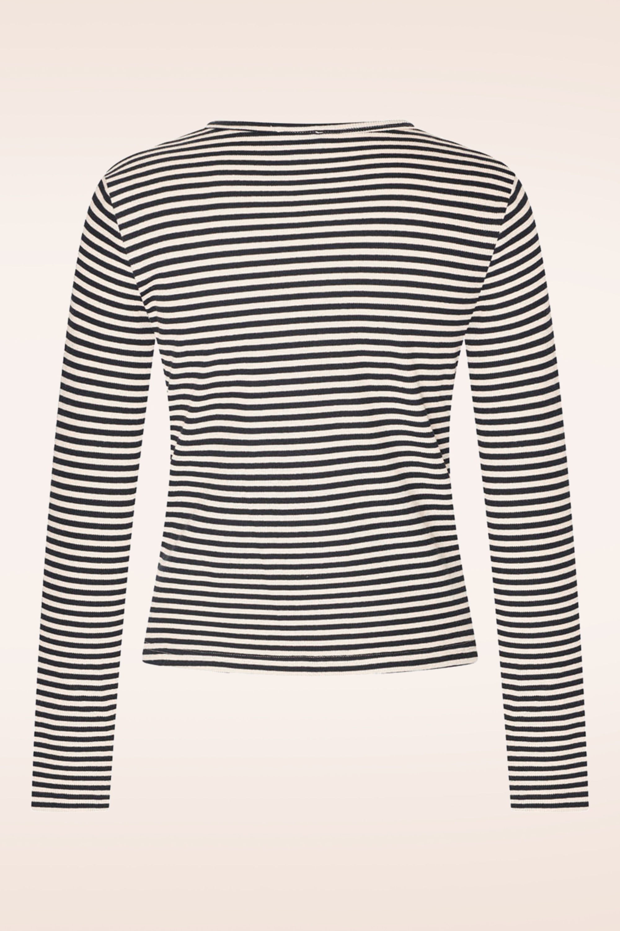 Zilch - Round Neck Two Tone Top in Zwart en Crème 2