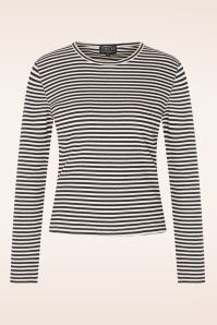 Zilch - Round Neck Two Tone Top in Zwart en Crème