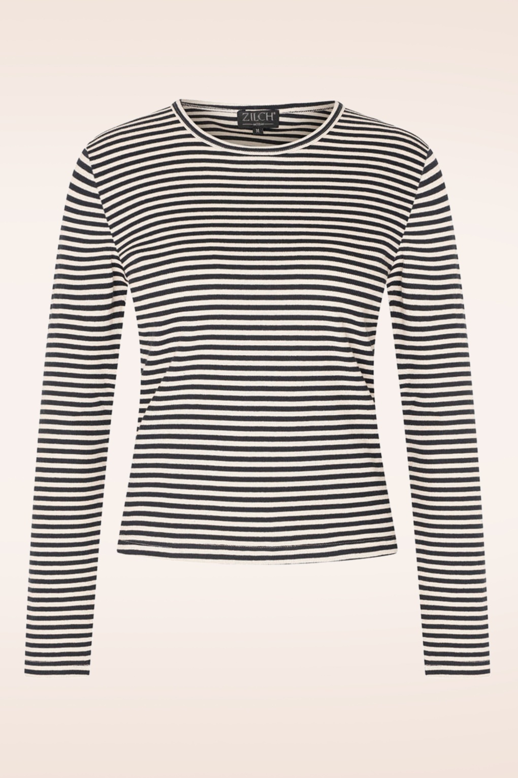 Zilch - Round Neck Two Tone Top in Zwart en Crème