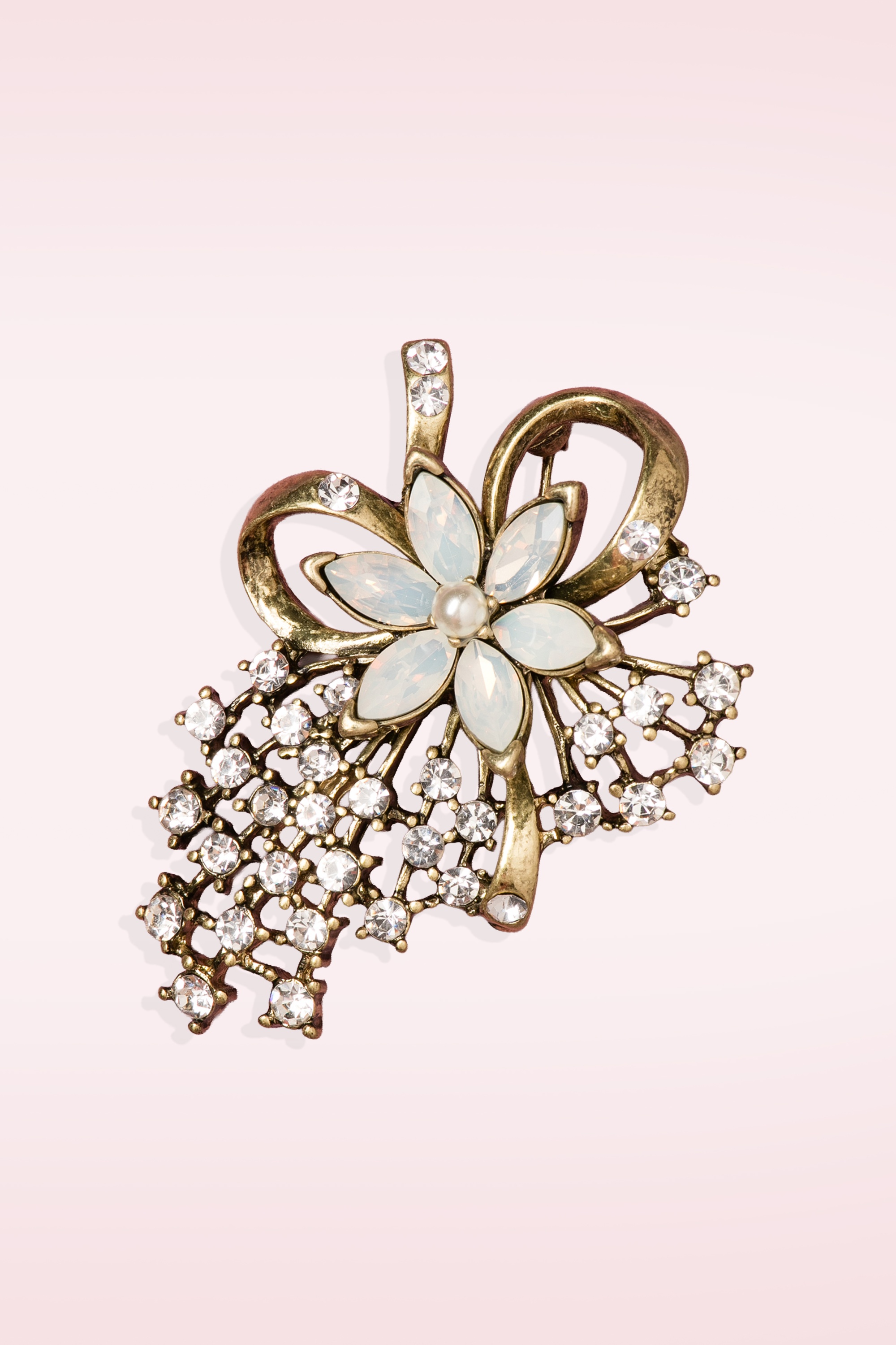 Lovely - Miriam Haskell parelbroche in goud