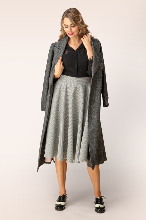 Banned Retro - Tilly Herringbone swing jas in grijs 4