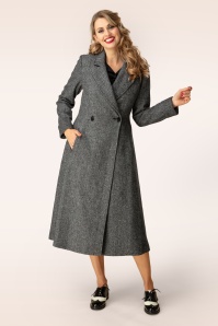 Banned Retro - Tilly Herringbone swing jas in grijs