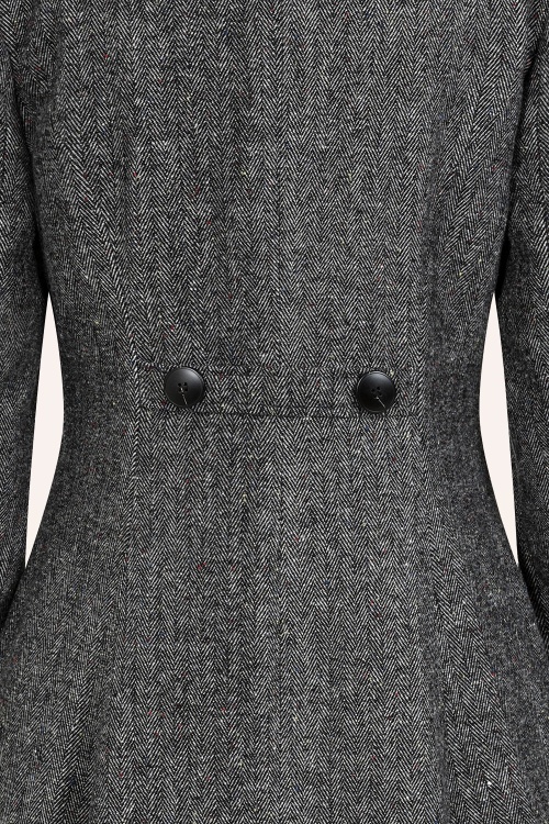 Banned Retro - Tilly Herringbone swing jas in grijs 5