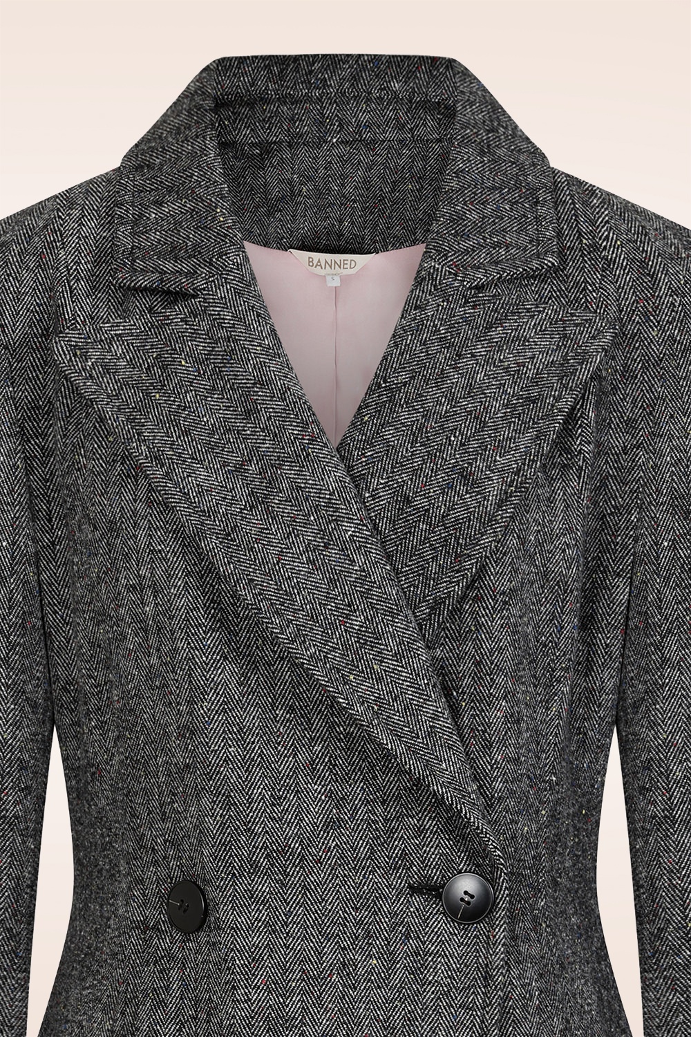 Banned Retro - Tilly Herringbone swing jas in grijs 3