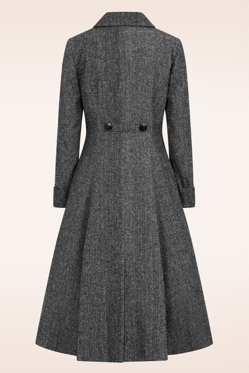 Banned Retro - Tilly Herringbone swing jas in grijs 6