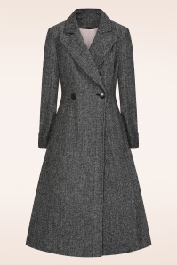 Banned Retro - Tilly Herringbone swing jas in grijs 2