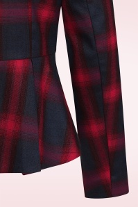 Banned Retro - Tori Tartan blazer jacket in rood en navy 4