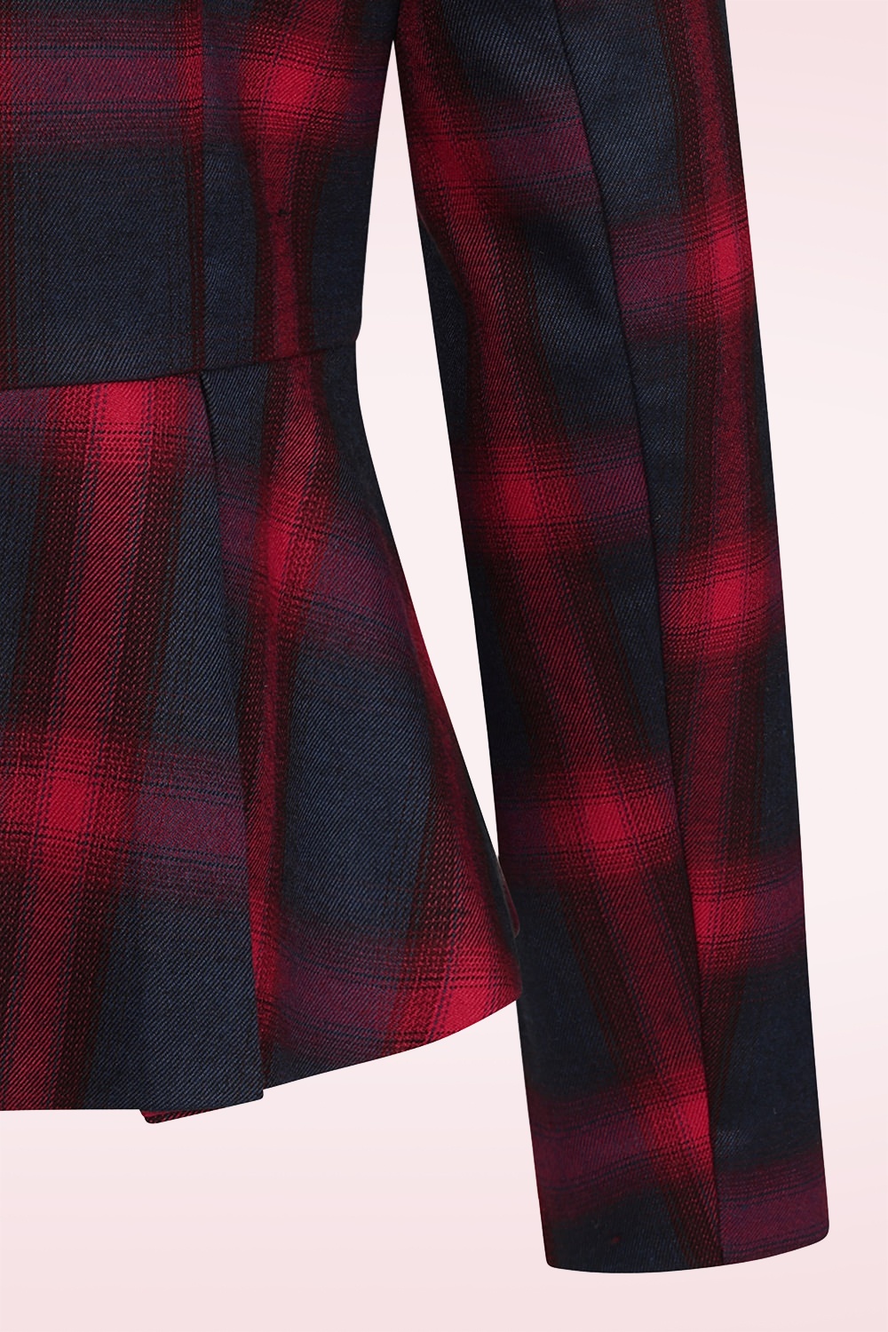Banned Retro - Tori Tartan blazer jacket in rood en navy 4