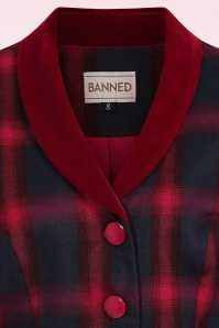 Banned Retro - Tori Tartan blazer jacket in rood en navy 2