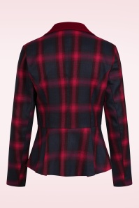 Banned Retro - Tori Tartan blazer jacket in rood en navy 6